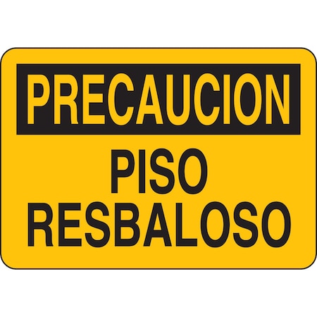 Brady Precaucion, Piso Resbaloso, 10" W x 7" H, Rectangle, Plastic 38721